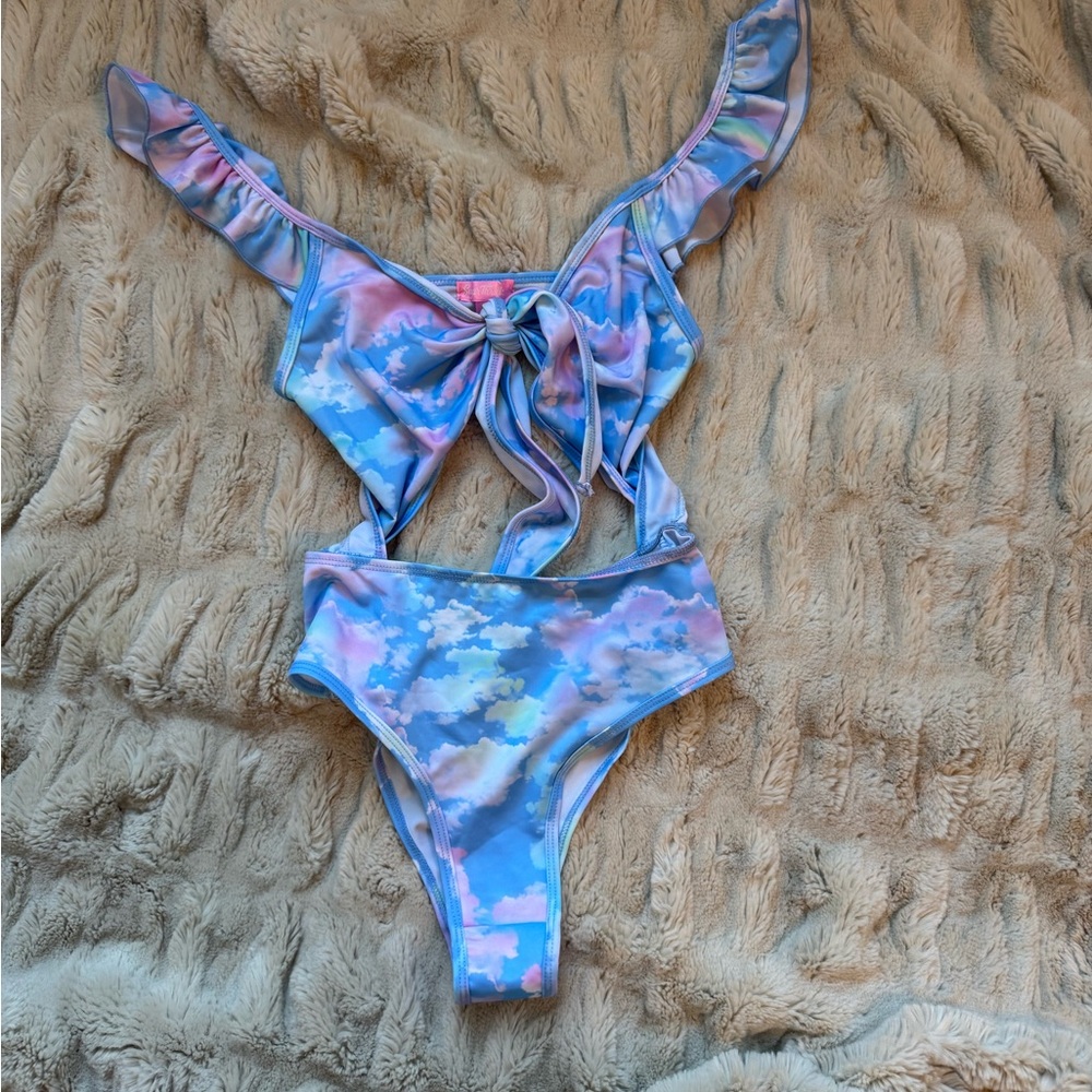 Women's Ruffled Tie-Dye One-Piece bodysuit